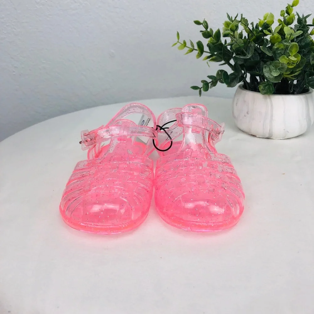 NWT PINK SPARKLE FISHERMAN JELLY RUBBER SANDALS